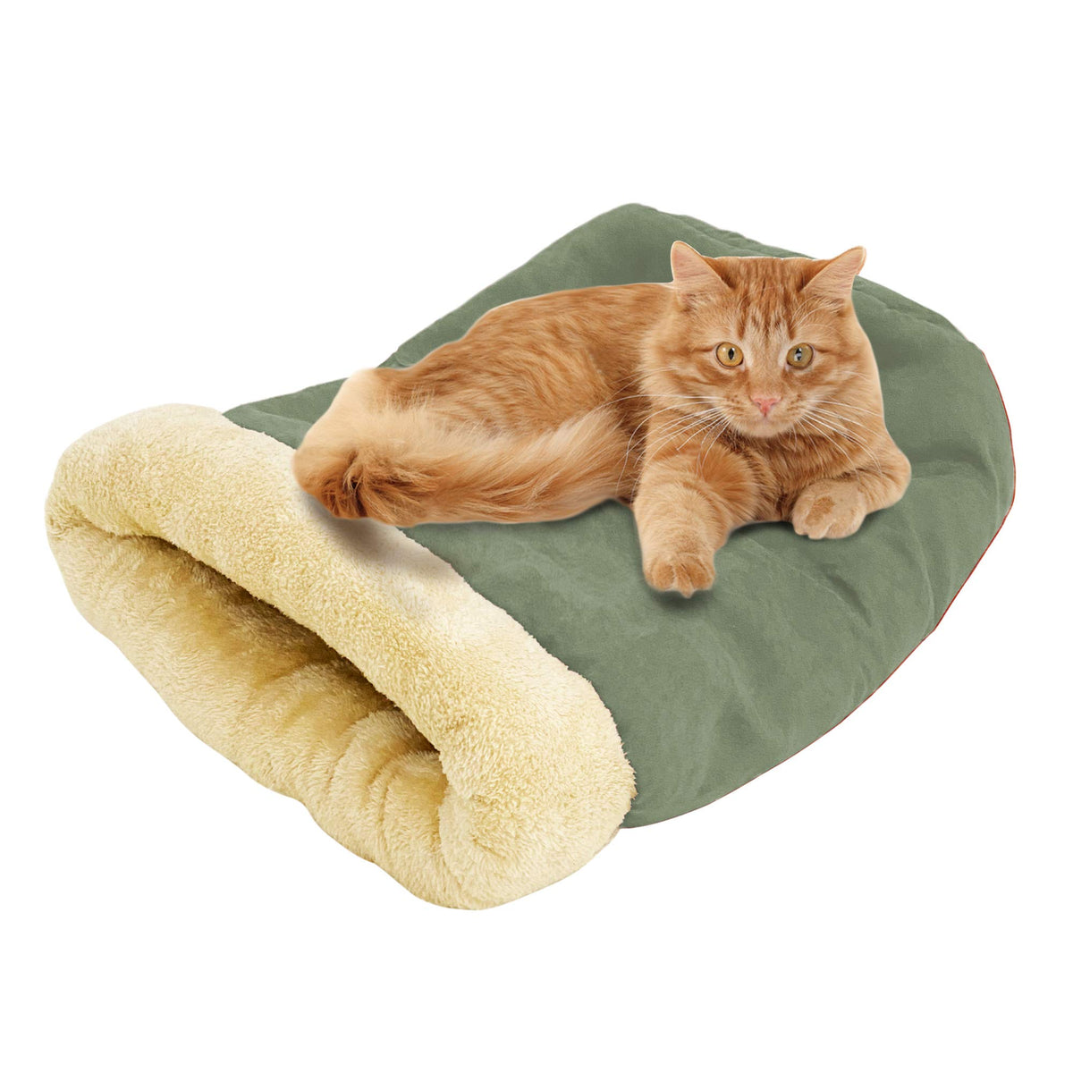 GOOPAWS 4 in 1 Self Warming Burrow Cat Bed Hideway Sleeping Cuddle Cave