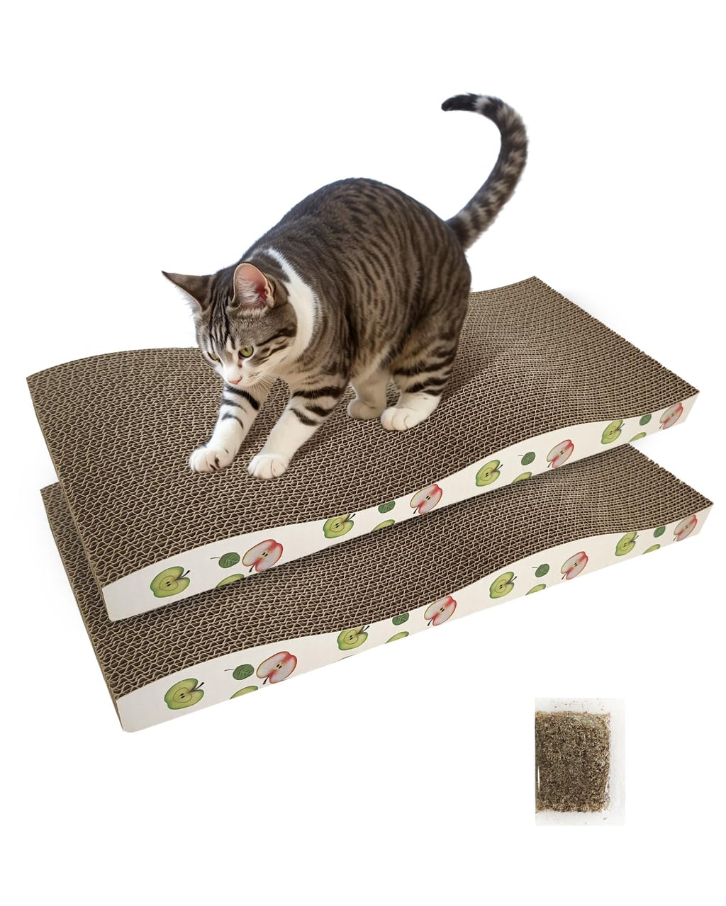 TIMHAKA Cat Scratching Board, Corrugate Cat Scratcher with Catnip, 2 Pack