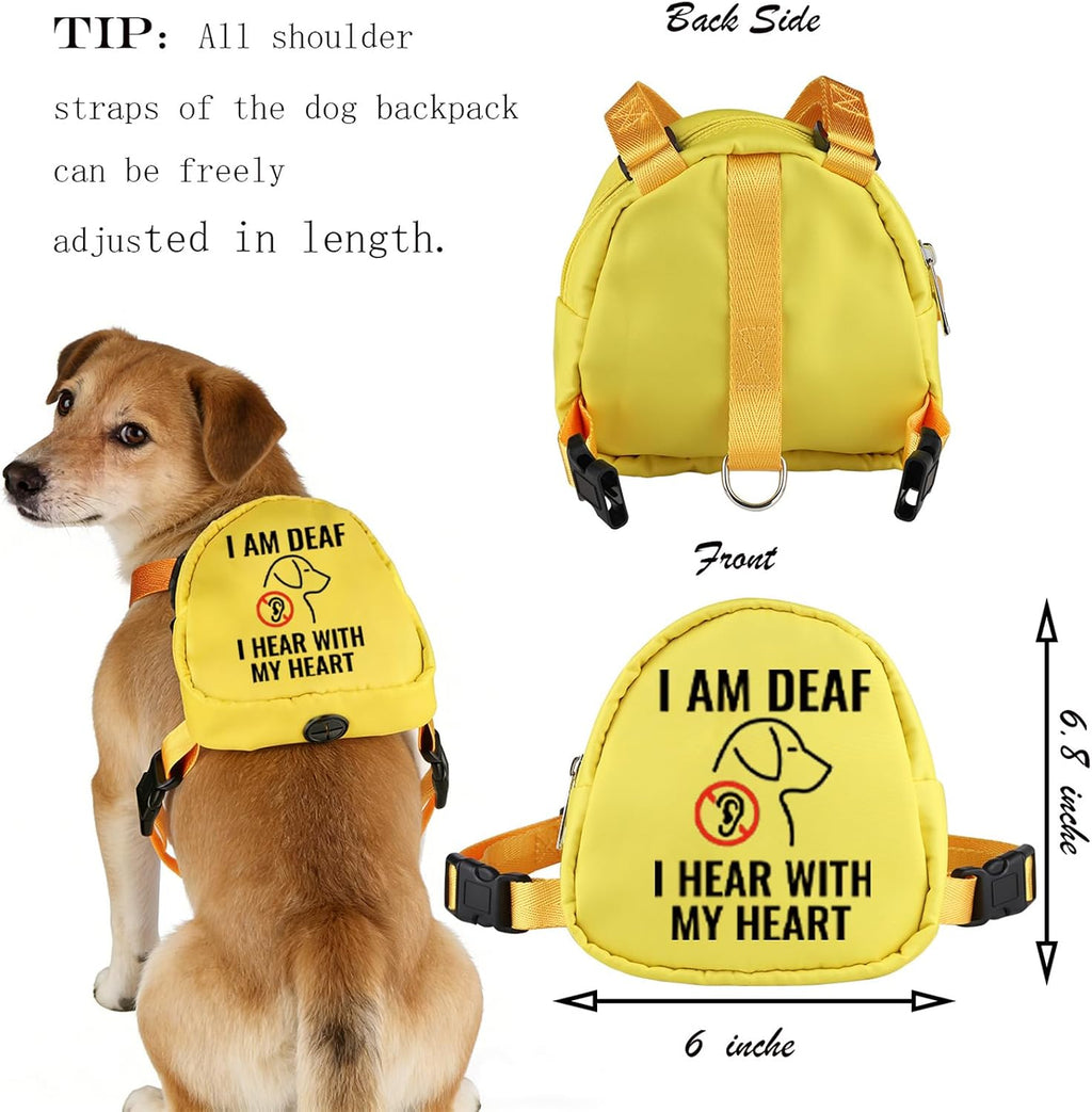 Pet Dog Cat Dog Backpack I Am Deaf I Hear with My Heart Dog Travel Bag Scarf Special Needs Dog (Hear with My Heart)