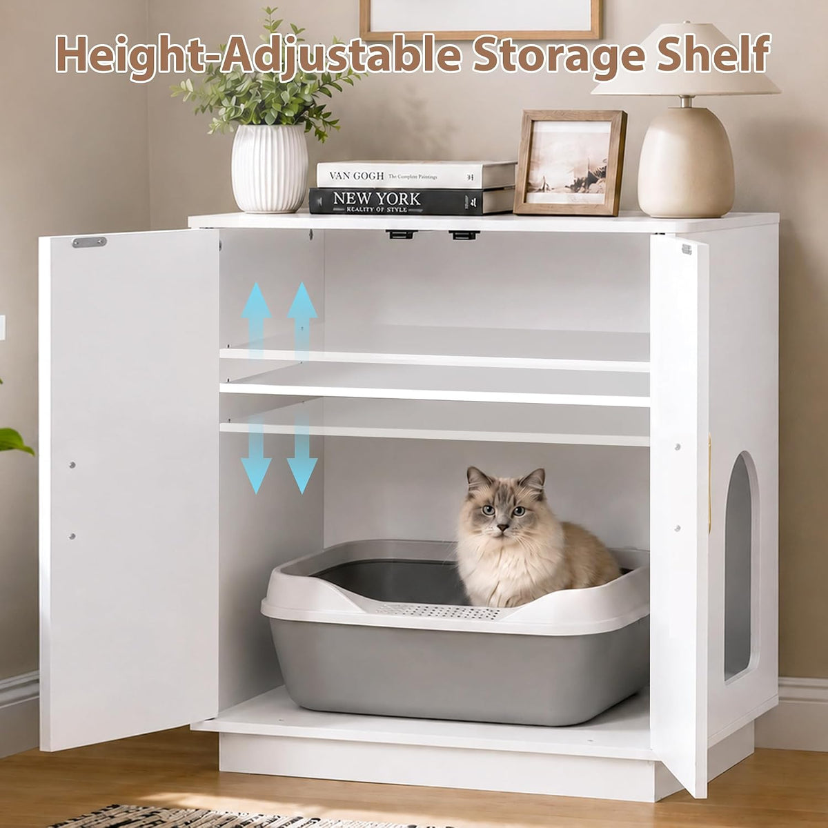 Gitelsnour 30.9'' Litter Box Enclosure Furniture- Hidden Storage, CLB003WT
