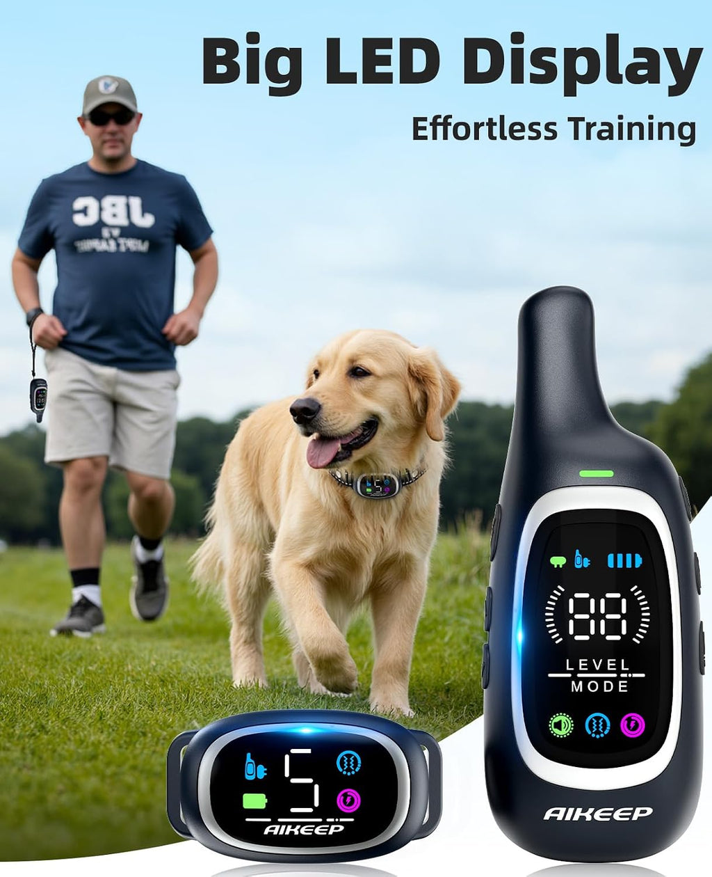 2-in-1 Dog Shock Collar and Bark Collar for Dogs – 3300FT Dog Training Collar with Remote, IP67 Waterproof e Collar with