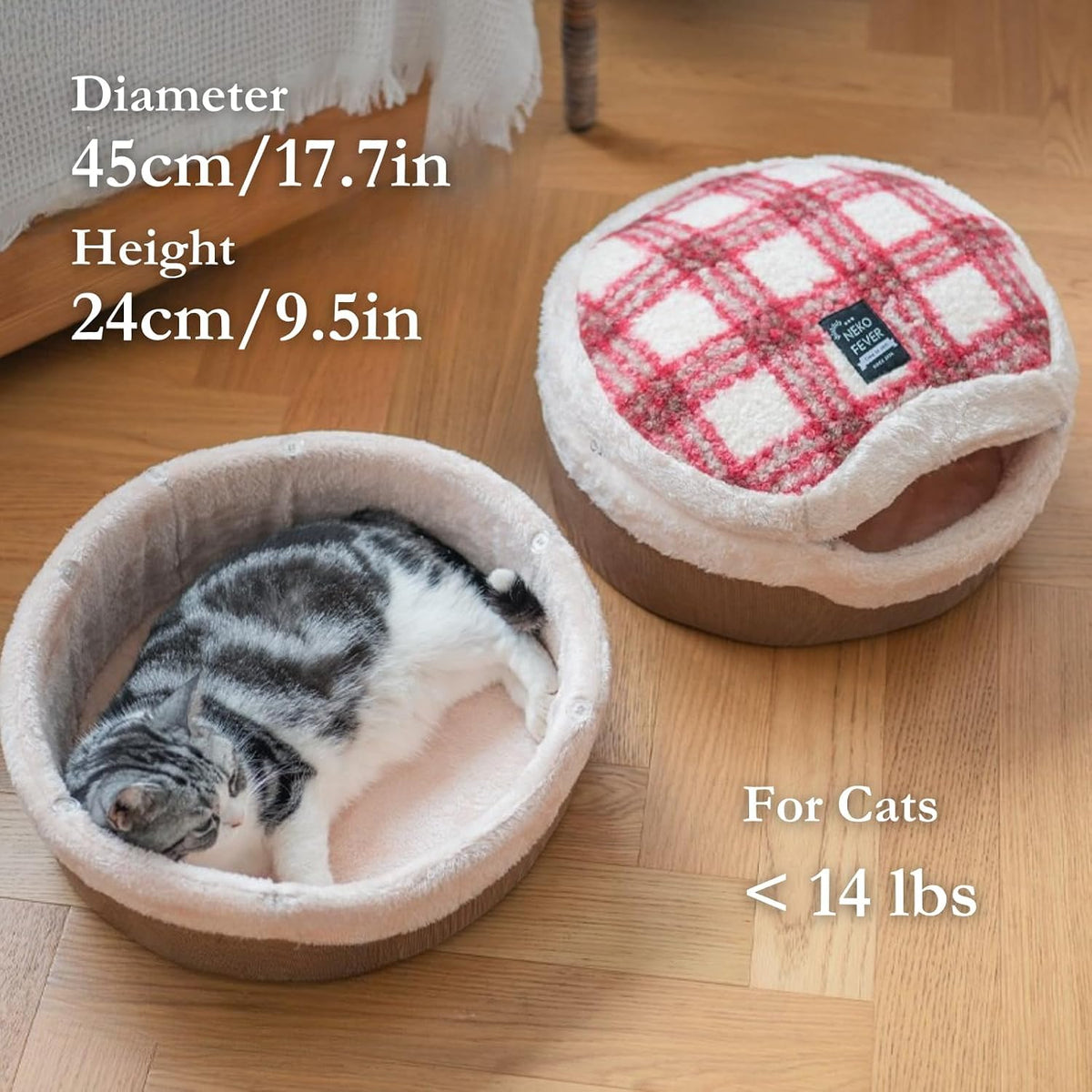Cat Bed Cave - Enclosed Hideaway with Detachable Lid for Kitten (Yellow)