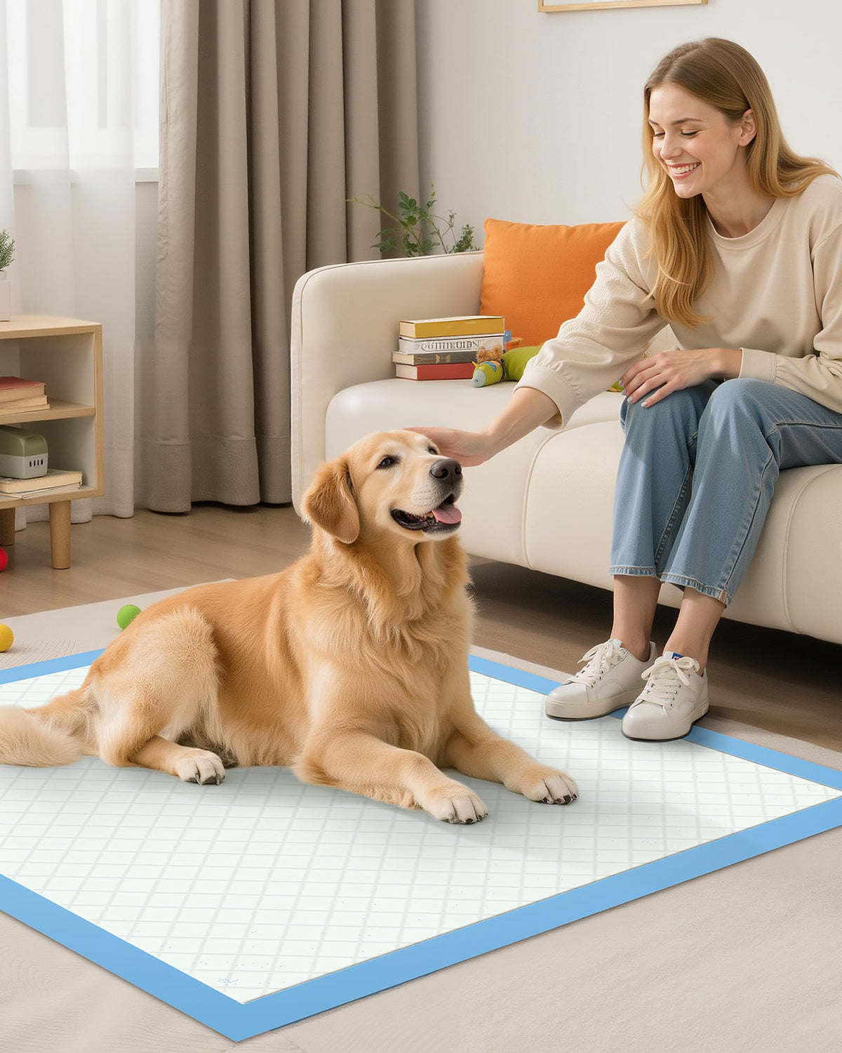 Powools Puppy Pads for Dogs, 34x28 in, 6-Layer Leakproof, 50-Pack