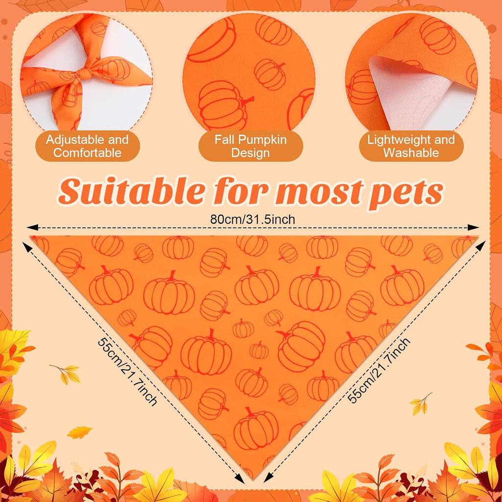 Abbylike 50 Pcs Fall Thanksgiving Dog Bandanas Bulk, Pumpkin, Large Dogs