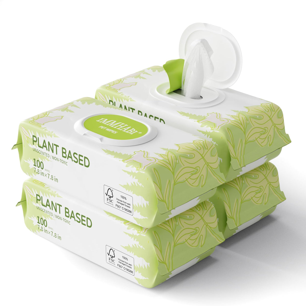 IMMHABI 400 Count Hypoallergenic Dog Wipes, Unscented Plant-Based Pet Wipes