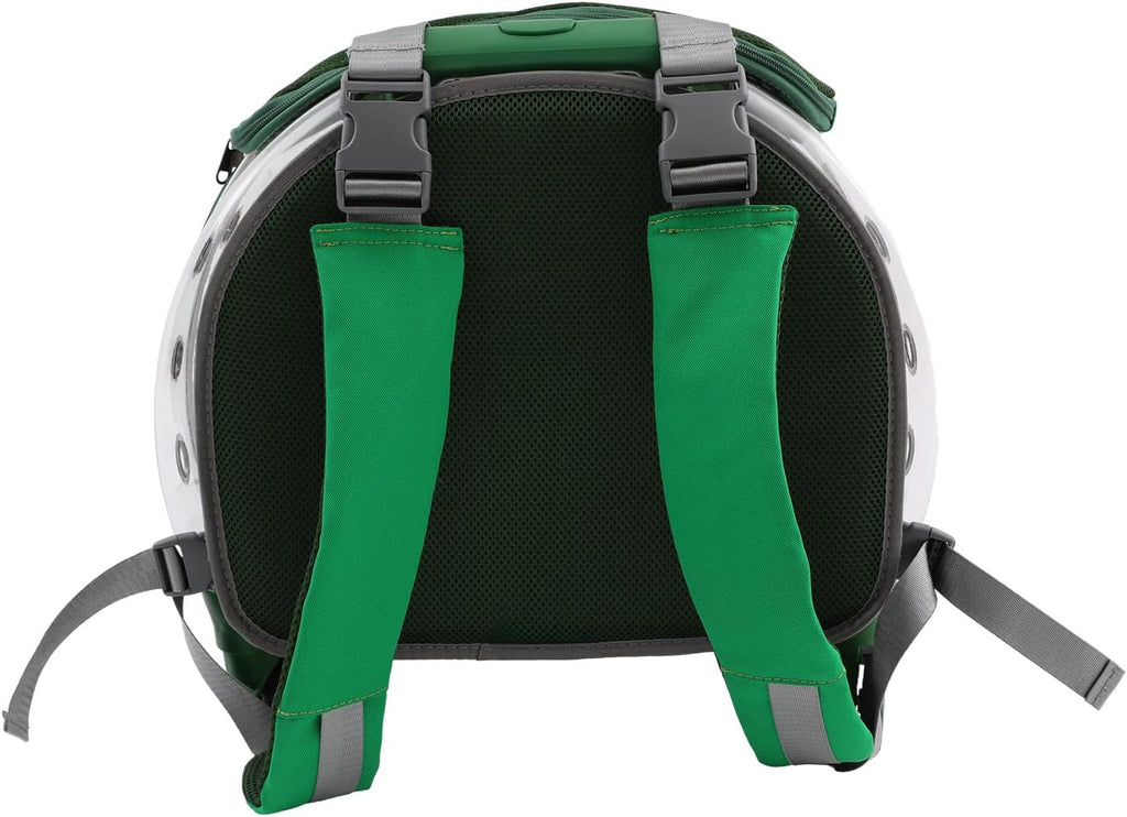 Portable Clear Cat Carrier, Pet Trolley Case with Silent Wheels, Green