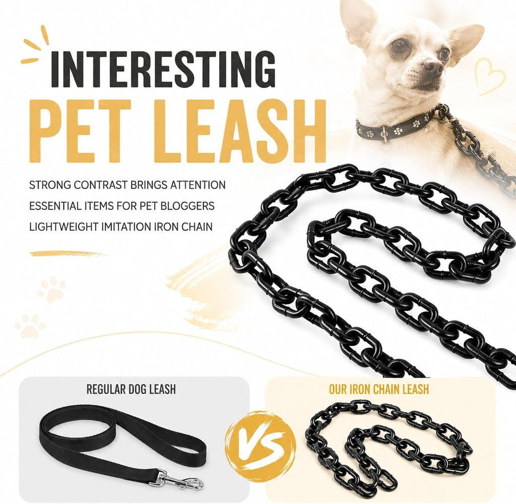 Fake Big Chain Dog Leash for Small Dogs & Cats, 75 Inch，Grey