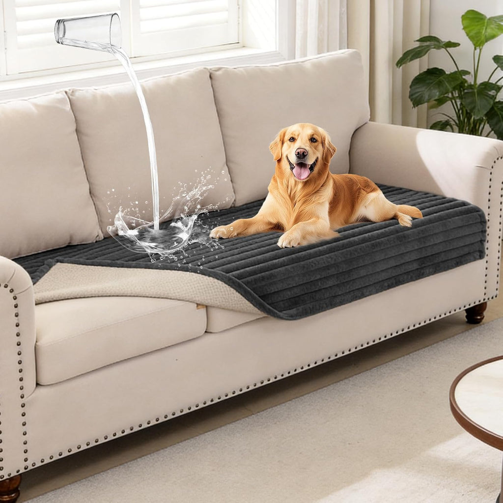 Warmstar Waterproof Couch Cover for Dogs，Fuzzy Pet Couch Covers for Sofa