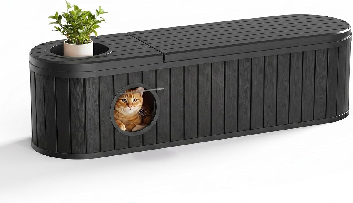 Outdoor Cat House Weatherproof, Black
