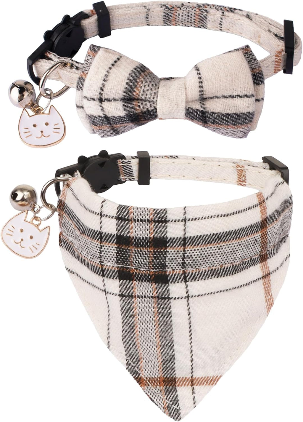 Christmas Cat Collar Breakaway, Plaid Xmas Cat Bow Tie Collar
