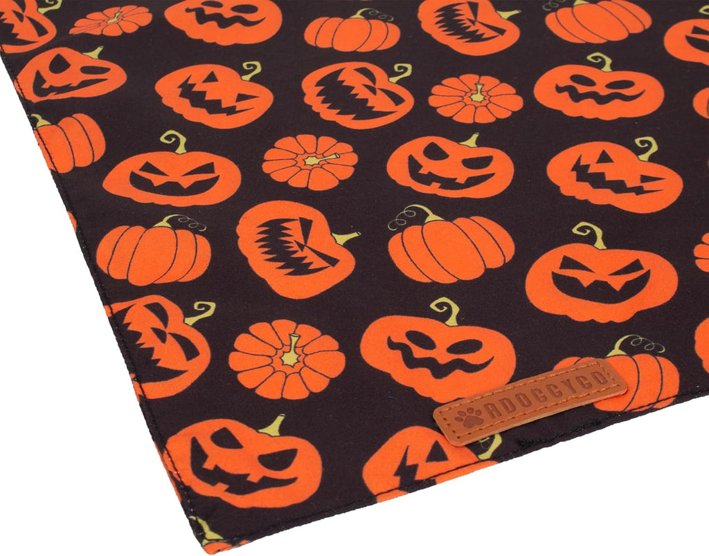 Halloween Dog Bandanas, Reversible Bat Pumpkin Dog Scarf, X-Large