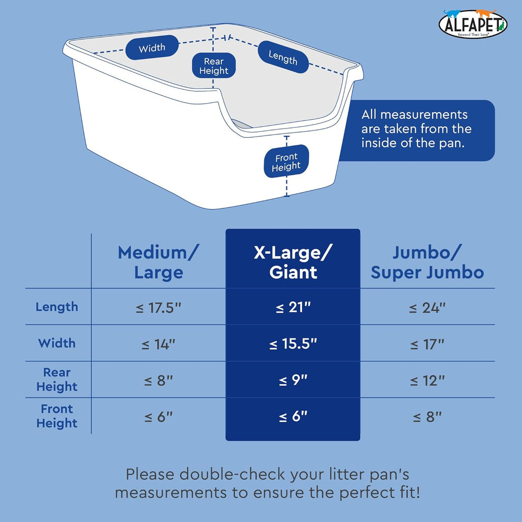 Alfapet Original Sifting Cat Litter Box Liners - Extra Giant 30 Count - Tear-Resistant Cat Litter Bags - Waterproof Kitt