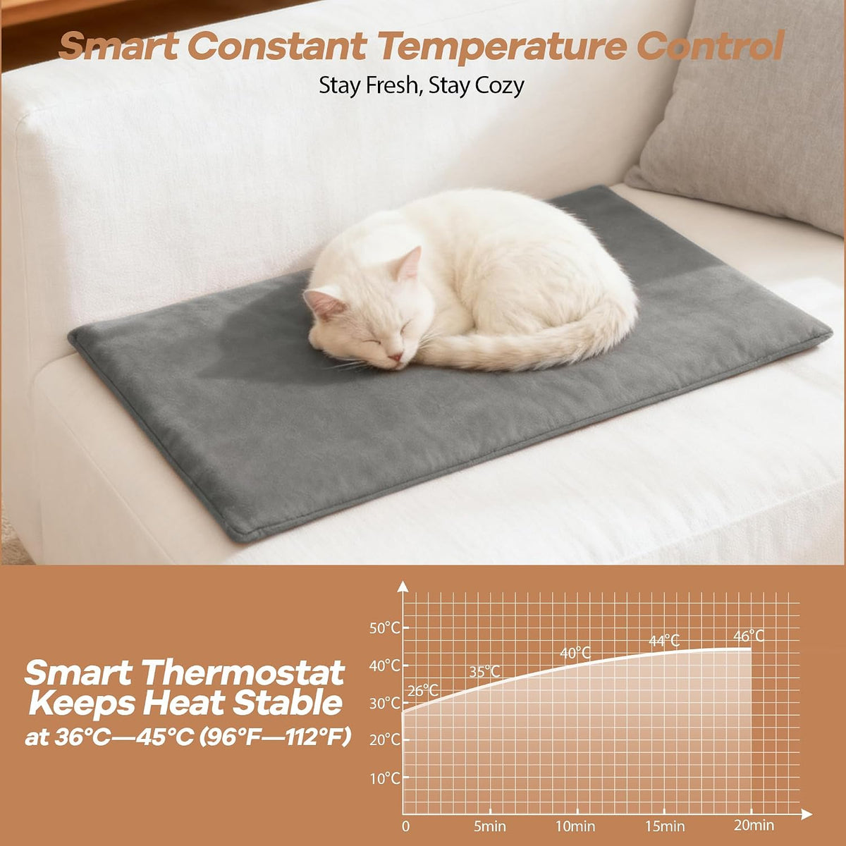 Cat Heating Pad for Bed Wamming: Electric 21.65"x13.77" Heated Cozy Mat with Removable Washable Cover Indoor Pet House P