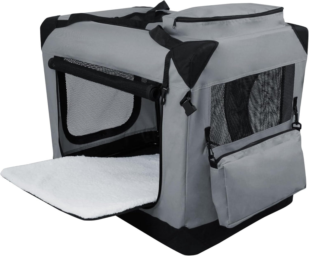 EliteField 3-Door Soft Dog Crate with Bed & Carrying Bag (2-Year Warranty)