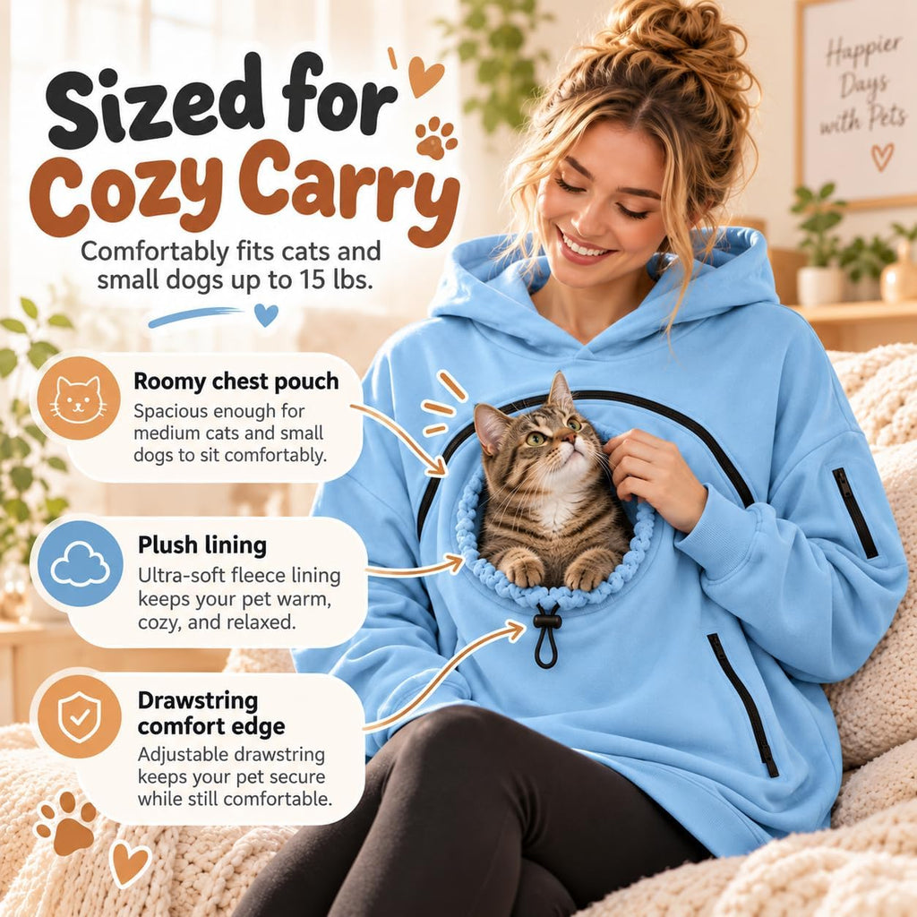 Pet Pouch Hoodie, Cat Hoodie with Dog Pouch, Pull Pocket with Dog Pouch