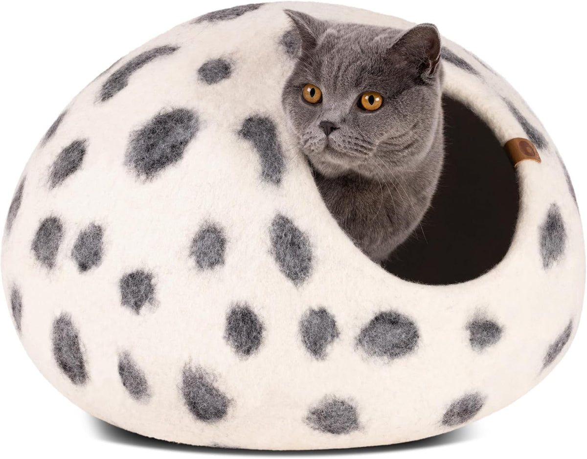 Cat Cave – Natural Wool – Self-Warming Hideaway for Indoor Cats & Kittens