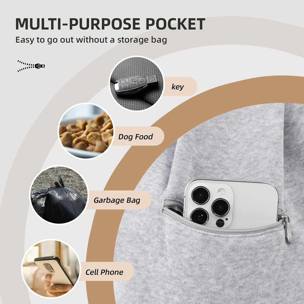 Adjustable Dog Sling Carrier with Pocket, Puppy Carrier for Small Dog & Cat