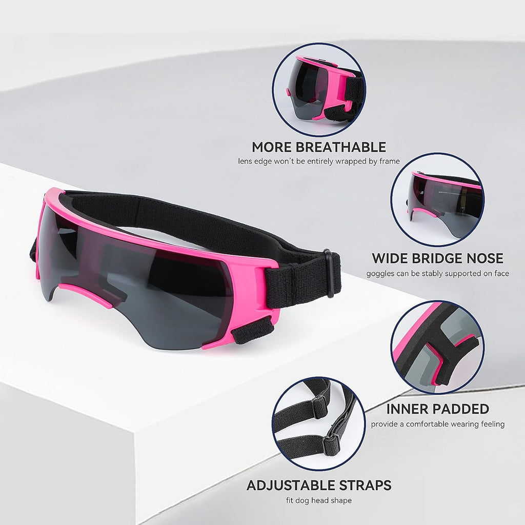 Futuristic Dog Goggles for Small Breed, Tech-Style Pet Eye Glasses, Anti-Fog UV Protection Windproof Dog Sunglasses with