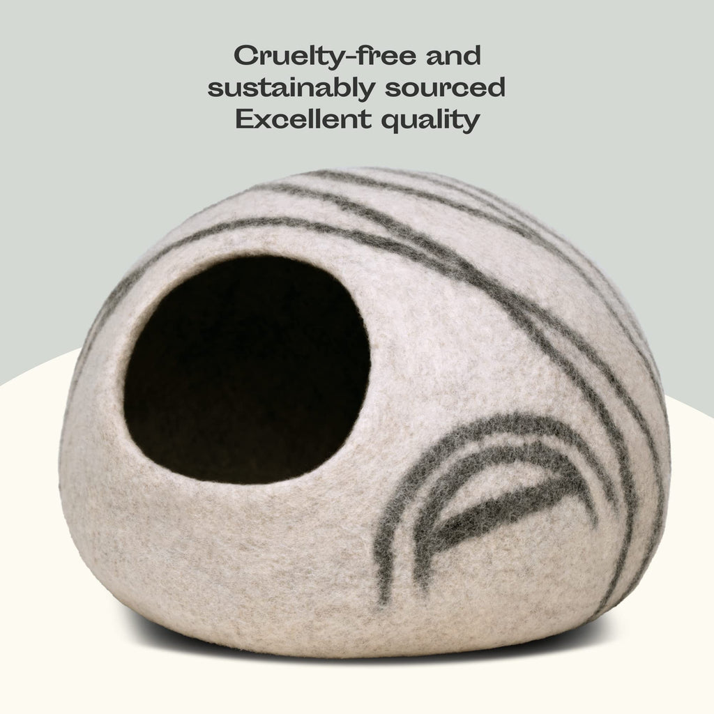 Cat Cave – Natural Wool – Self-Warming Hideaway for Indoor Cats & Kittens