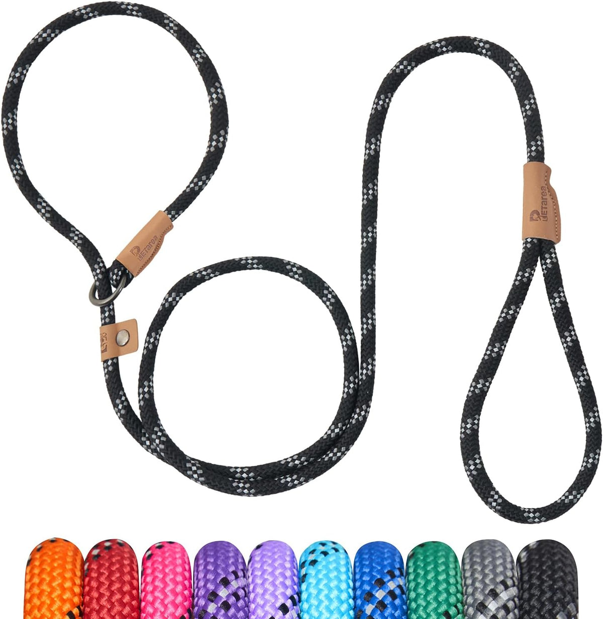 5 FT Slip Lead Dog Leash, Heavy Duty Rope Leash for Small Medium Large Dogs, No Pull Training Lead with Reflective Threa