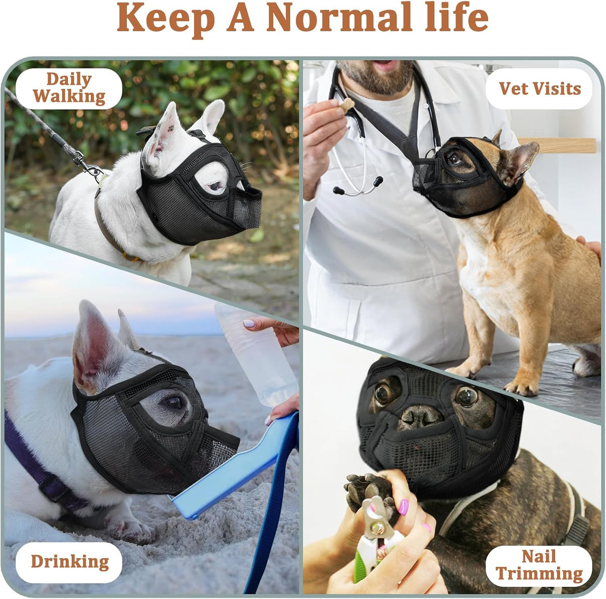 Mesh Short Snout Dog Muzzle with Anti-Eating Design for Frenchie