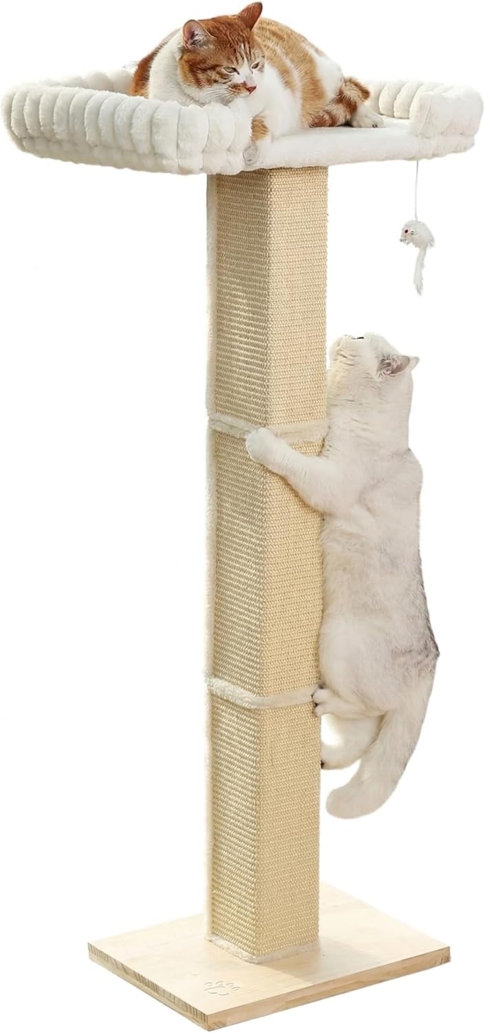 Cat Window Perch with Scratching Post, 46-Inch Tall Climbing Tree & Hammock