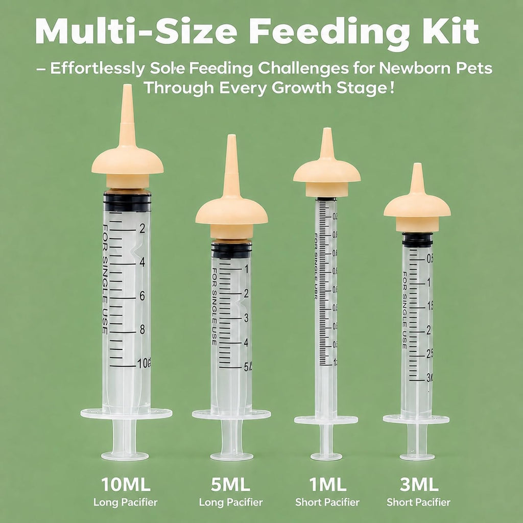 Pet Nursing Kit, Kitten Bottle Feeding Set with Nursing Nipples, Formula Dispenser, Liquid Syringe for Newborn Puppies a