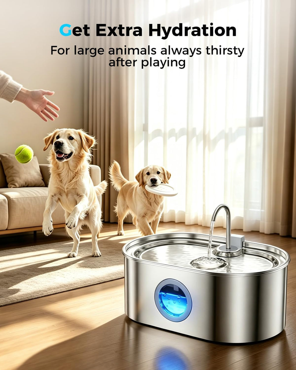 4.2Gal Extra Large Dog Water Fountain, Stainless Steel Pet Water Fountain