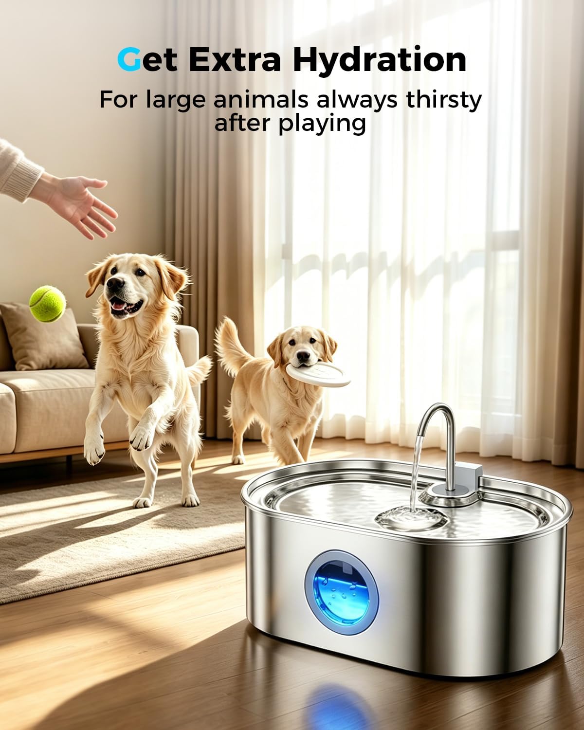 4.2Gal Extra Large Dog Water Fountain, Stainless Steel Pet Water Fountain