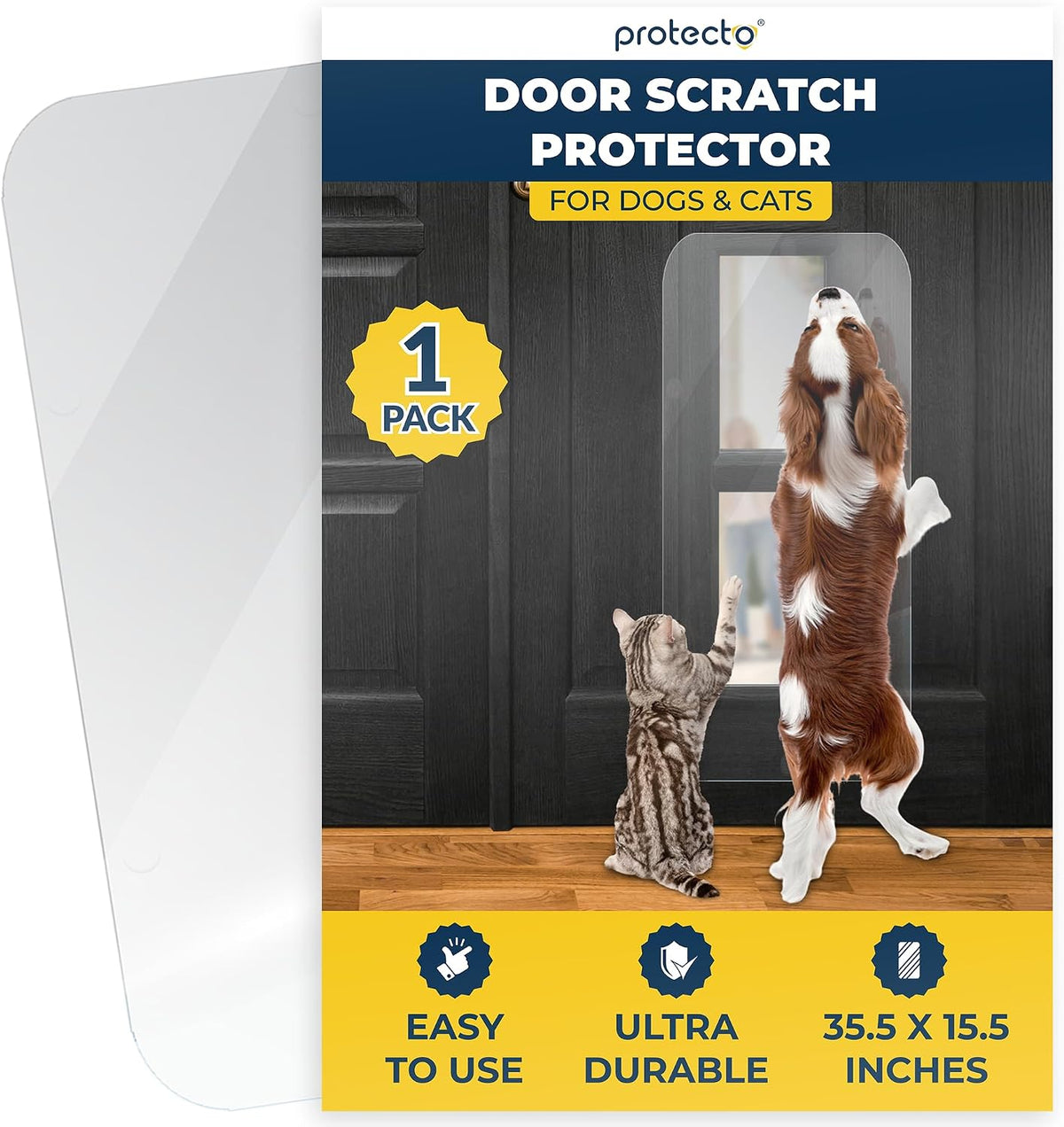 PROTECTO Door Protector from Dog Scratching, 35.5x24 - Door Scratch Guard