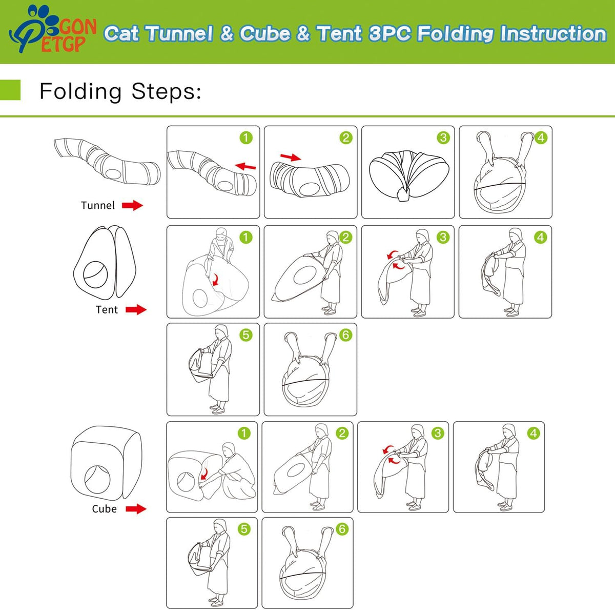 Outdoor Cat Enclosures, Cat Tunnels Catio Tents Cubes for Indoor Cats with Play Ball, Collapsible Outside Playpen Tunnel