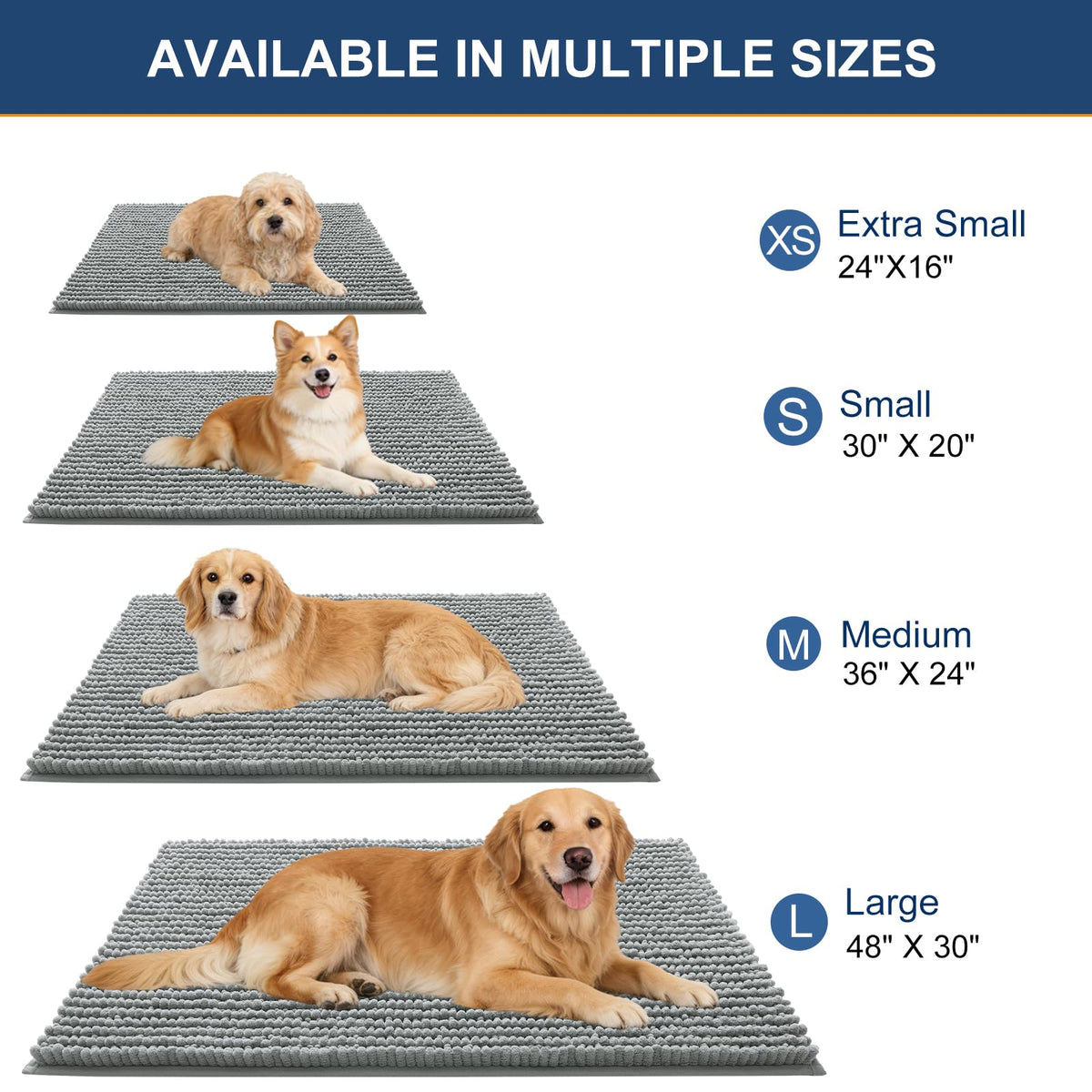 OLANLY Dog Door Mat for Muddy Paws 30x20, Extra Absorbent Chenille Mud Mat