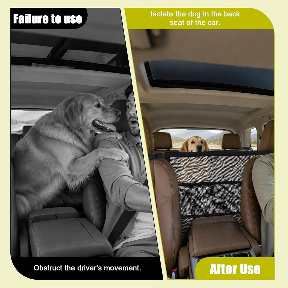 XIHIRCD Dog Car Barrier Net, Backseat Pet Divider for SUV & Truck (Black)