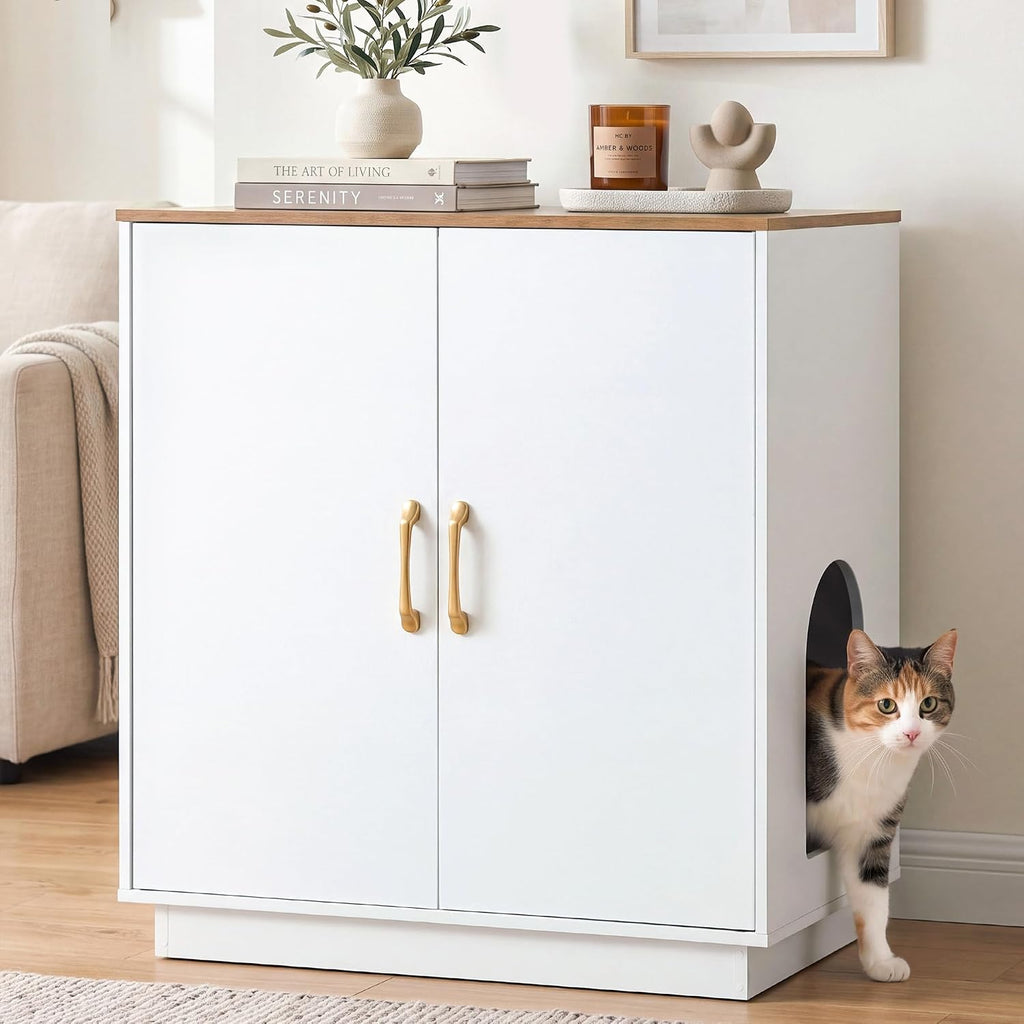 Gitelsnour 30.9'' Litter Box Enclosure Furniture- Hidden Storage, CLB003WT