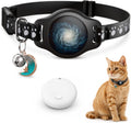 Cat Tracker Collar with Finder Tag - Waterproof Airtag Cat Collar, Black