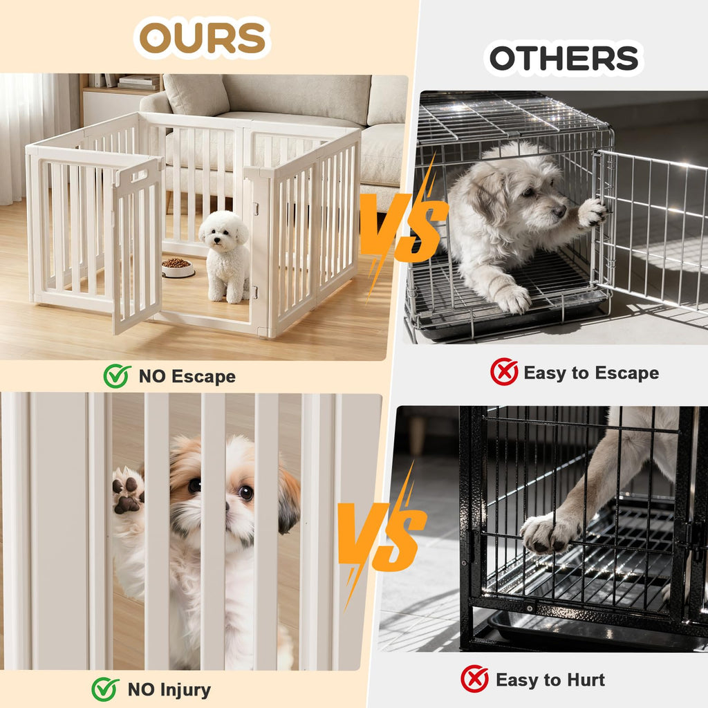 LoveTail Dog Playpen Indoor,Puppy Playpen,White 23.6" H, 8 Panels