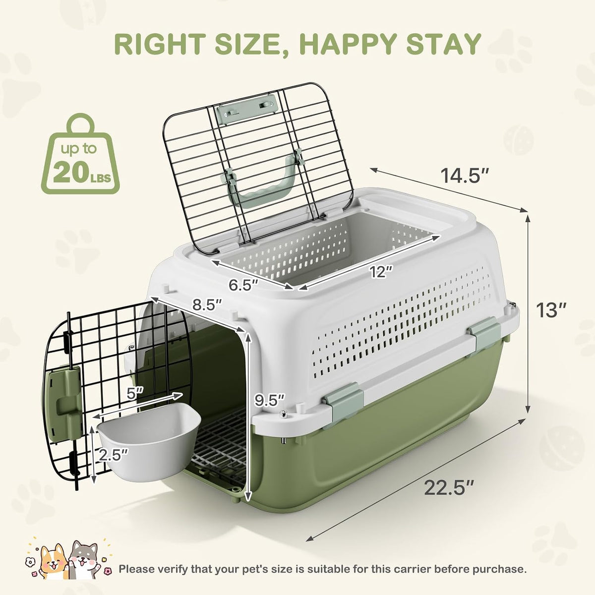 22.5" Hard Shell Cat Carrier, Pet Carrier for Small Dogs & Cats
