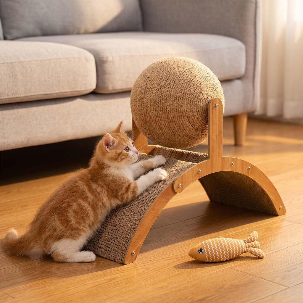 2027 Upgraded Cat Scratching Ball on Stand, Sisal Cat Scratcher Ball，A-M
