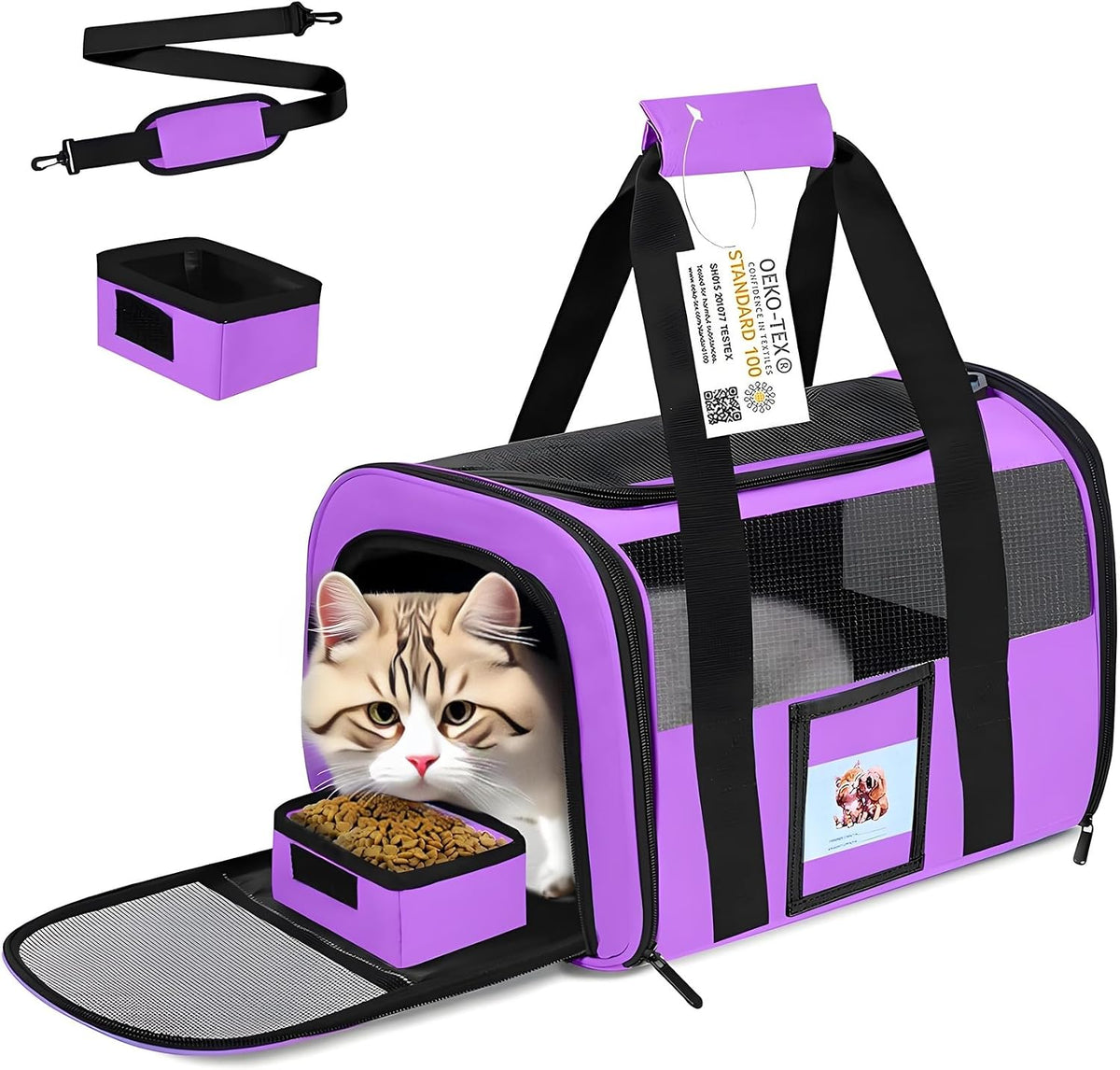 17 inch Soft Cat Carrier with Shoulder Strap for Travel, Pink