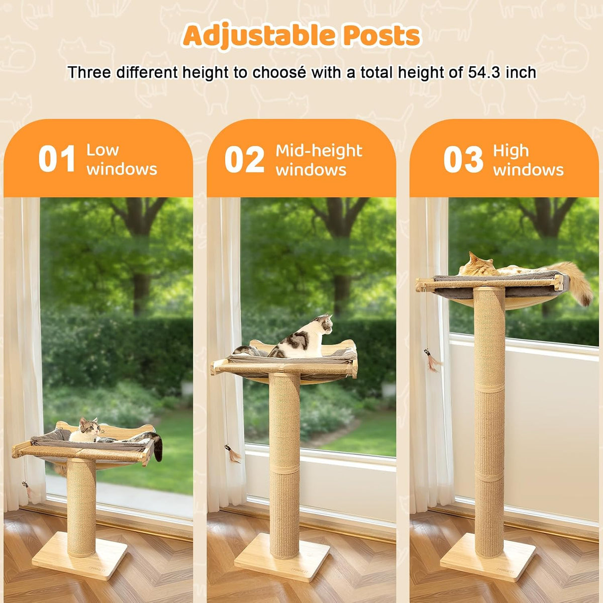54" Tall Cat Scratching Post with Window Perch