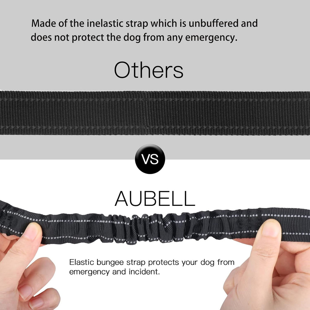 AUBELL Dog Seat Belt for Car,Updated 3-in-1 Bungee Dog Car Harness,Black