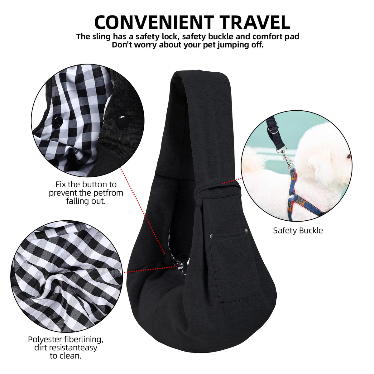 ARZQUT Dog and Cats Carrier Sling, Small Pet Carrier with Storage Pocket