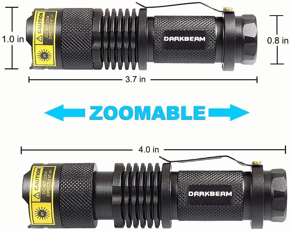 DARKBEAM UV 395nm Flashlight Blacklight Wood's lamp Black Light Mini, 400nm