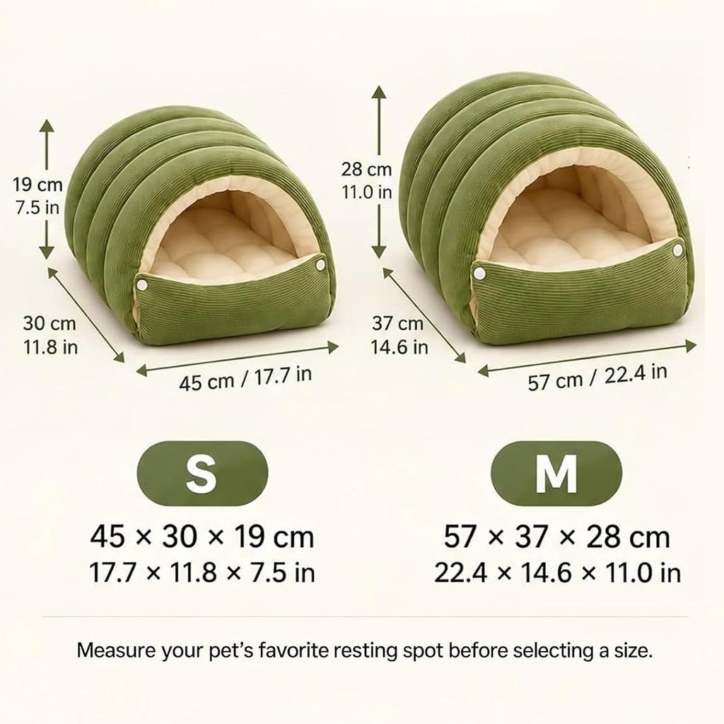 Dachshund Cave Bed, Cat Cave Bed & Dog Cave Beds (Medium,Green)