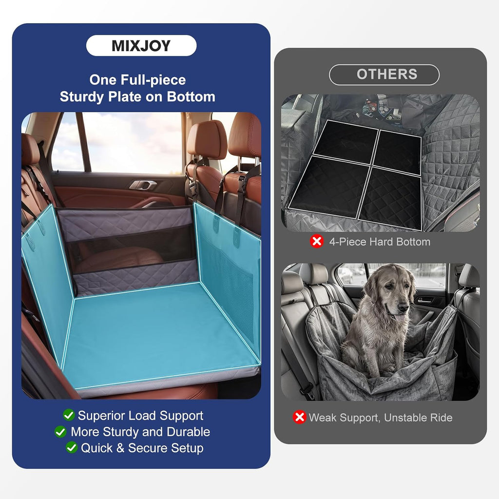 MIXJOY Dog Car Seat for Large Medium Dogs, Back Seat Extender for Pets, Waterproof Pet Carseat for Medium Sized Dog, Ham