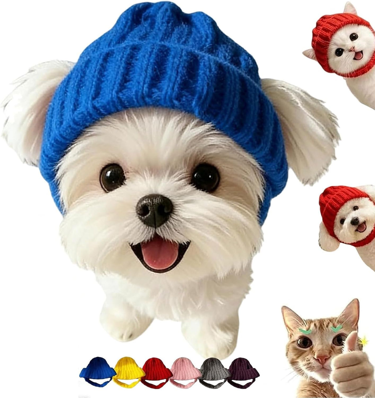 Dog Beanie Hat with Ear Holes, Dog Winter Hats for Small Dogs, Cozy Soft Knitted Hat Pet Cap for Halloween Christmas Cos