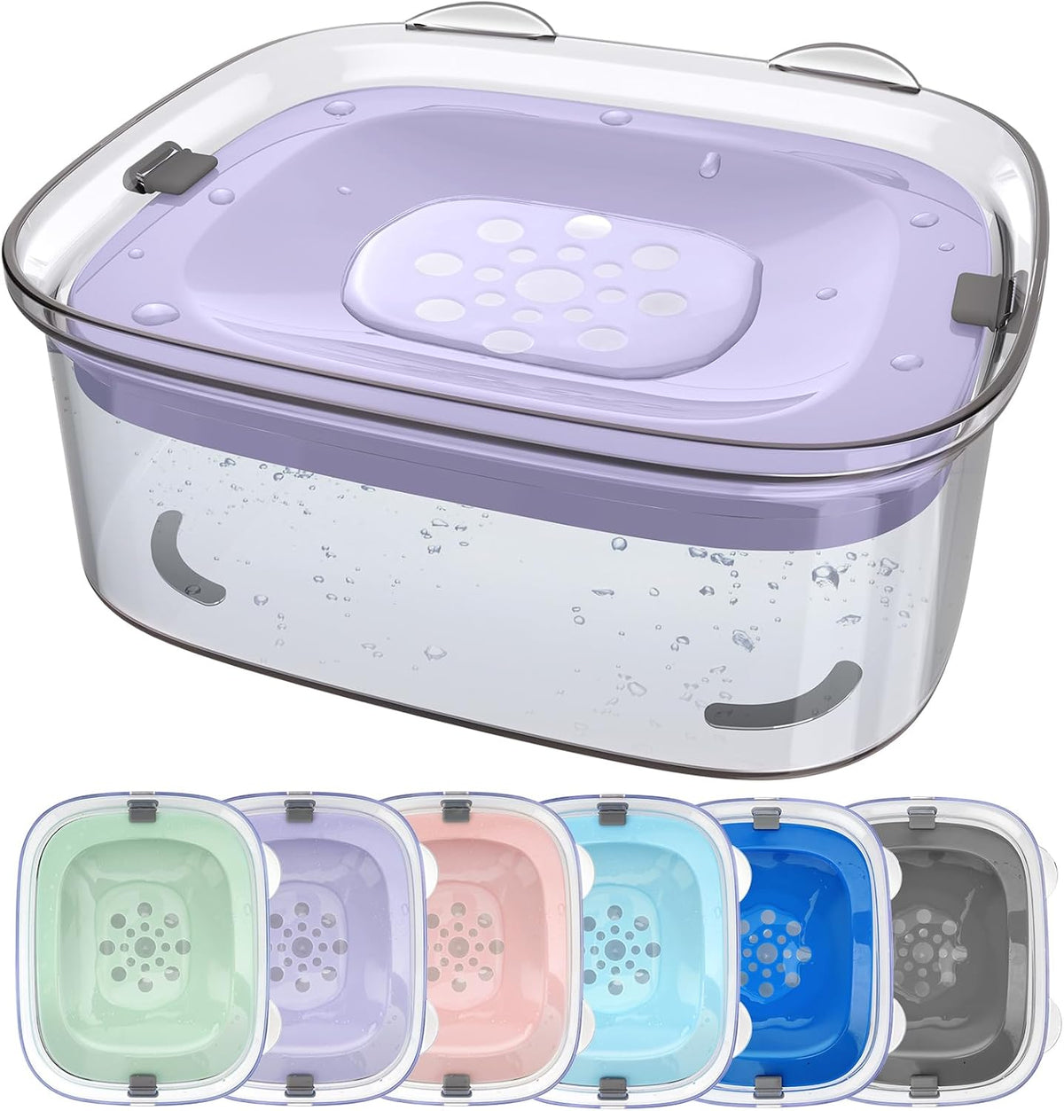 3L No Spill Dog Water Bowl with Slow Drinking Disk(Gray)