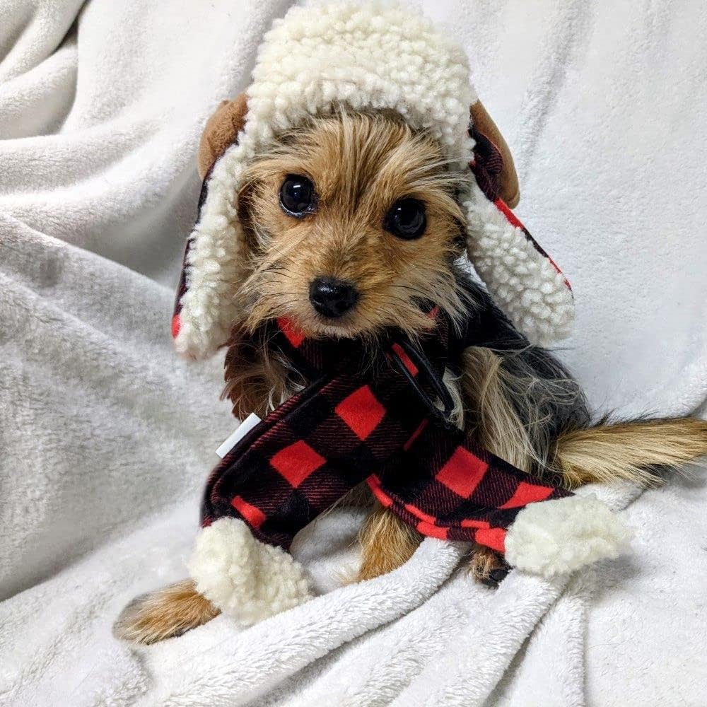 Huxley & Kent SnugFit Pet Hat for Dogs & Cats, Antler Buffalo Check, Large