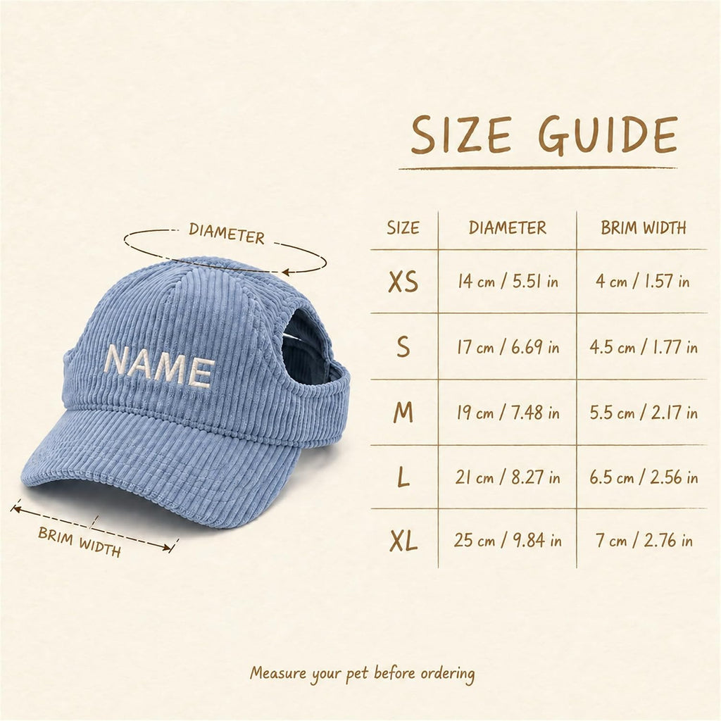 Custom Embroidered Dog Baseball Cap, Pet Sun Hat with Ear Holes for Dog Cat