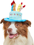 Cute Pet Party Hat for Dogs&Cats - Soft Fluffy Birthday Cap with 5 Color Candles (Blue), Adjustable Strap for Halloween,